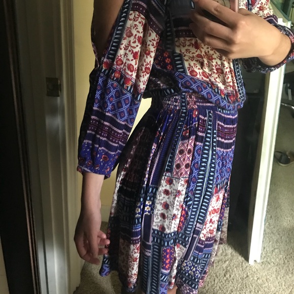 Boho Open Shoulder Dress - Picture 1 of 8